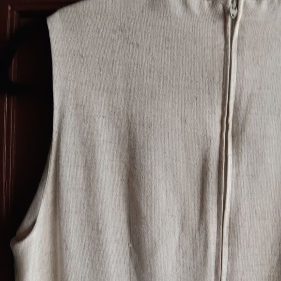 Vintage 90s John Roberts Maxi Dress  Sz S Sleeveless Tan Linen Blend Lagenlook - Picture 9 of 11